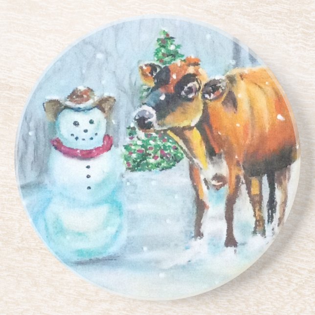 Westerna Cowboyen Snögubbe-julen Underlägg (Framsidan)