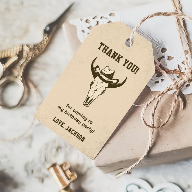 Westerna CowboyFödelsedagsfest Gift-Märkre Presentetikett (Skapare uppladdad)