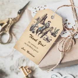 Westerna CowboyFödelsedagsfest Gift-Märkre Presentetikett