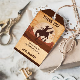 Westerna CowboyFödelsedagsfest Gift-Märkre Presentetikett