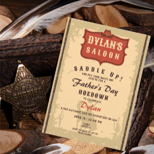 Westerna Cowboyfunny Fars dag Saloon Party Inbjudningar