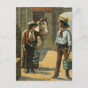 westerna cowboyhäst land vintage affisch vykort