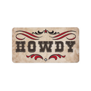 Westerna Cowboykängor & Howdy etiketter Adressetikett