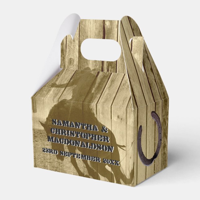 westerna cowboyranch i land, bröllop presentaskar (Framsidan Sidan)