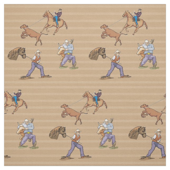 Westerna Cowboys Horse Roping Steer Fabric Tyg (Provkarta)