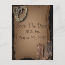 westerna cowboystövlar bröllop spara datum meddelande vykort