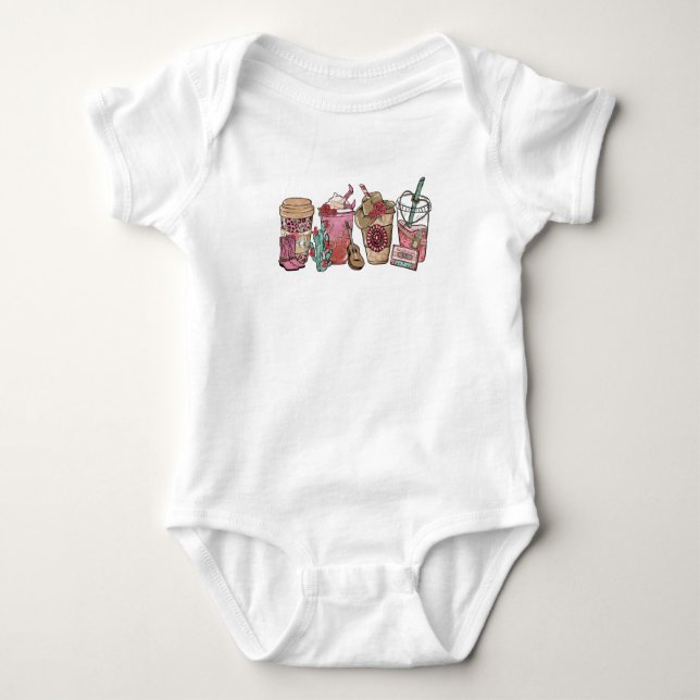 Westerna Cowboyteme Theme Baby i Älskare T Shirt (Framsida)