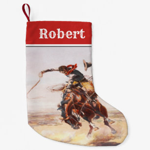 Westerna Cowboyvilda western som sparkar bakut Liten Julstrumpa