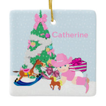 Westerna Cowgirl Baby Julgran Scene