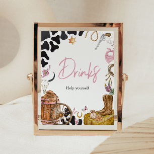 Westerna Cowgirl Baby Shower Drinks Poster