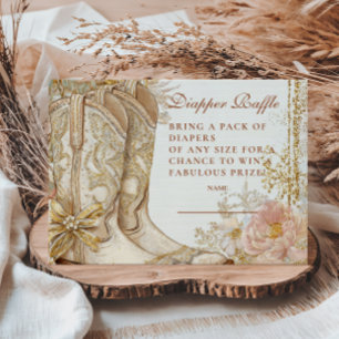 Westerna Cowgirl Boots Blommigt Diapper Raffle Tilläggskort