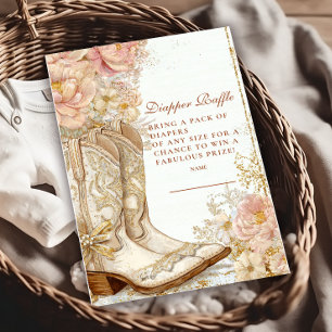 Westerna Cowgirl Boots Blommigt Diapper Raffle Tilläggskort