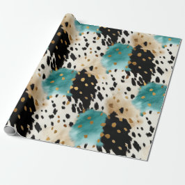 Westerna Cowgirl Cowhide, Turcos Black Cream Guld Presentpapper