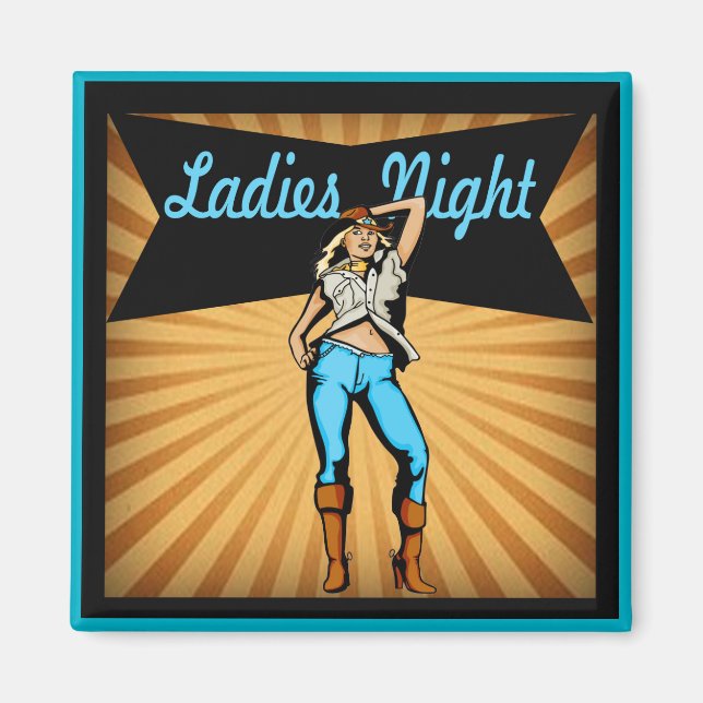 Westerna Cowgirl Dam Natt Magnet (Framsidan)