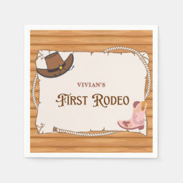 Westerna Cowgirl First Rodeo Birthday Pappersservett