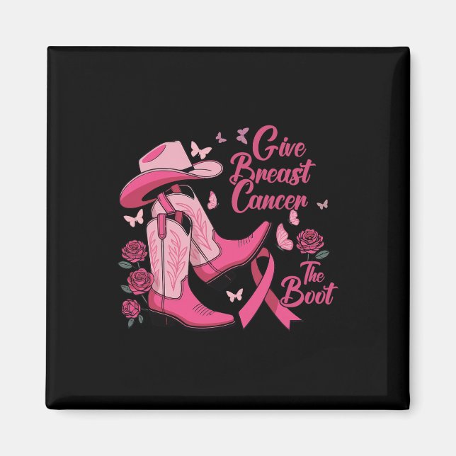 Westerna Cowgirl Ge bröstcancer Boot Awaren Magnet (Framsidan)