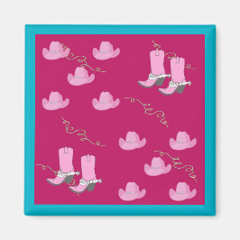 Westerna Cowgirl Hats and Boots Magnet