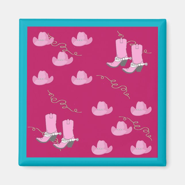 Westerna Cowgirl Hats and Boots Magnet (Framsidan)