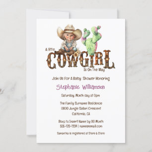 Westerna cowgirl ökcactushejar babydusch inbjudningar