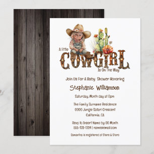 Westerna cowgirl ökcactushejar babydusch inbjudningar