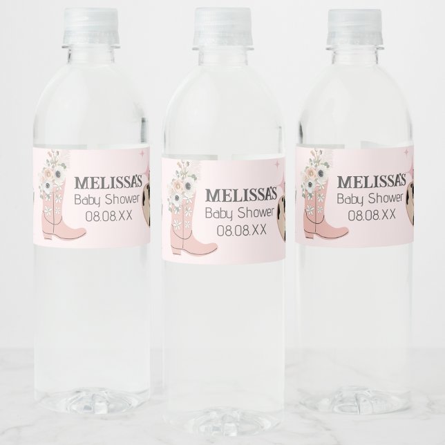 Westerna Cowgirl Rosa Boots Hats anpassningsbar Vattenflaskor Etikett (Skapare uppladdad)