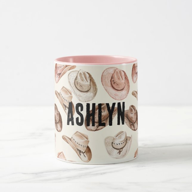 Westerna Cowgirl Rosa Brown Hats Mugg (Center)