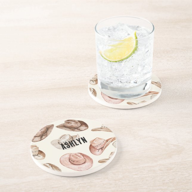 Westerna Cowgirl Rosa Brown Hats Underlägg (Sidan)