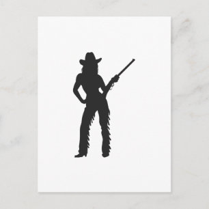 Westerna Cowgirl Silhouette Vykort