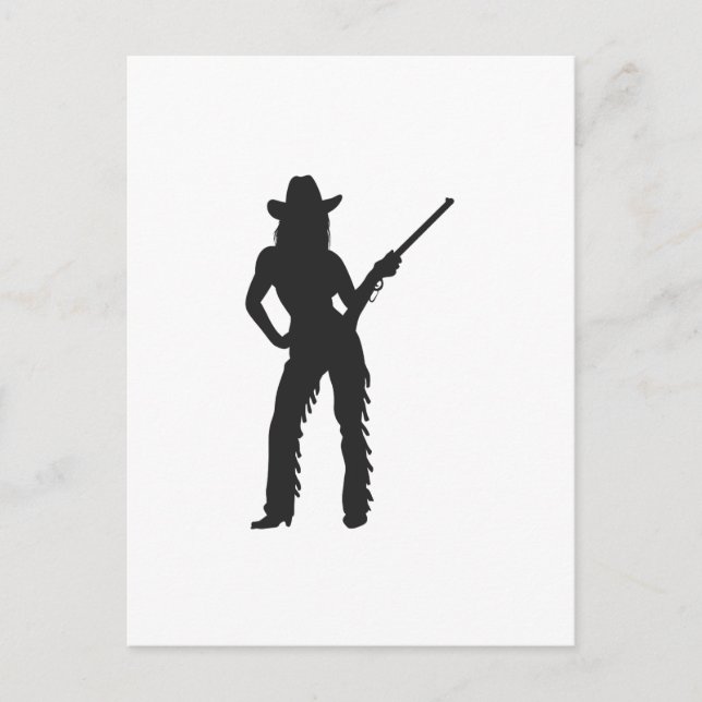 Westerna Cowgirl Silhouette Vykort (Framsida)