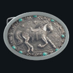 Westerna Cowgirl Silver och Turcos<br><div class="desc">Visa upp kärlek för hästar och westerna mode genom att bära ett silver och turkosa i bälte-låsbeslag. Det här låsbeslaget har en AI-genererad bild som skapades av Susang6</div>