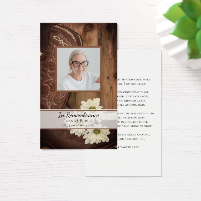 Westerna Daisyn Boots  begravningsbön Visitkort (Skivbord)