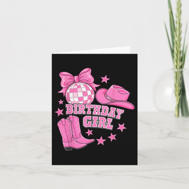 Westerna Disco Birthday Girl Party Kort (Framsida)