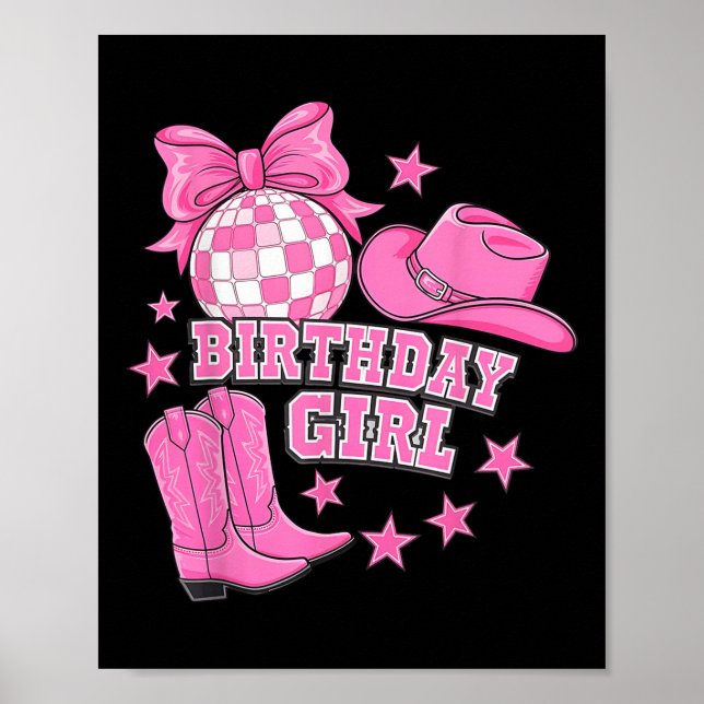 Westerna Disco Birthday Girl Party Poster (Framsidan)