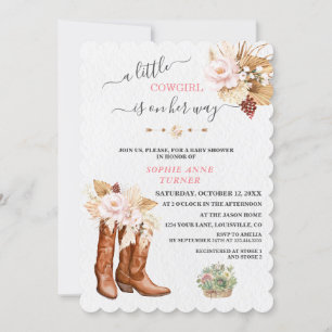 Westerna en liten nattflicka Boots babyskor Inbjudningar