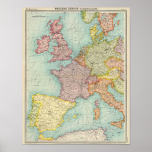Westerna Europa kommunikationer Poster