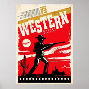 Westerna filmer maraton retro poster designlayout