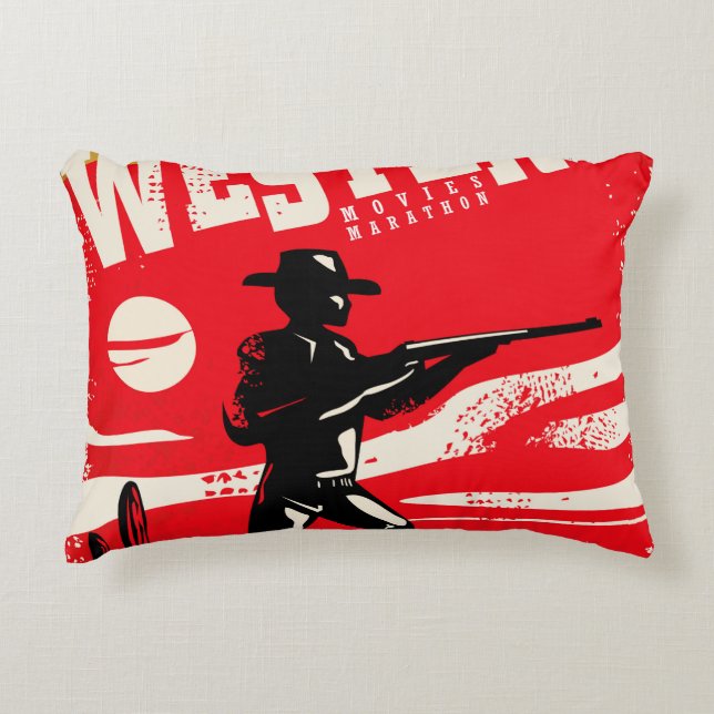 Westerna filmer maraton retro poster designlayout prydnadskudde (Framsidan)