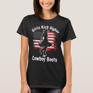 Westerna flickor i land har en högre boot t shirt