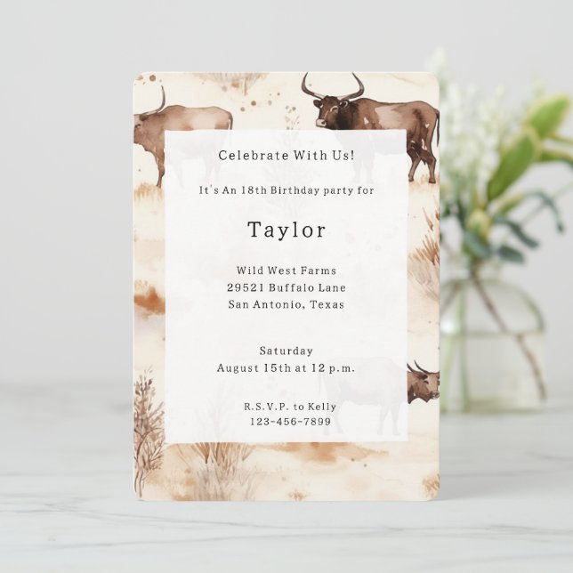 Westerna födelsedag för husdjur inbjudningar (Stående Fram)