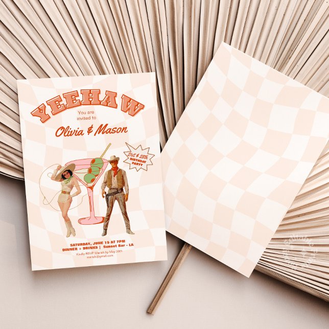 Westerna födelsedagen Inbjudan-Party Inbjudningar (Yeehaw Editable Invitation, Western Birthday Template, Brother Sister Boyfriend)