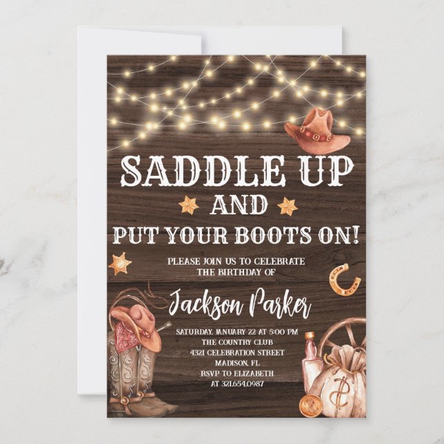 Westerna födelsedagsdagen Cowboy-Födelsedagsfest Inbjudningar (Framsida)