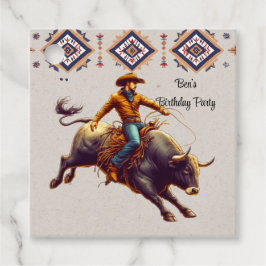 Westerna Födelsedagsfesten Cowboy Bull Rider Aztec Gåvor Etiketter
