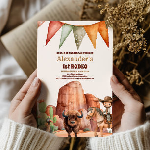 Westerna första födelsedag Rodeo Pojke Inbjudningar