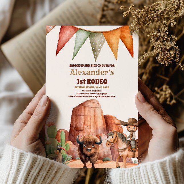 Westerna första födelsedag Rodeo Pojke Inbjudningar (Skapare uppladdad)