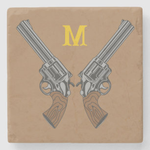 Westerna genomträngda vapen med Monogram Stone Und Stenunderlägg
