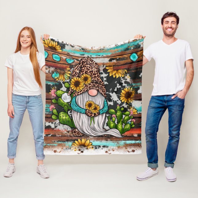 Westerna Gnome Sunblommturkos Stones Fleecefilt (På plats)