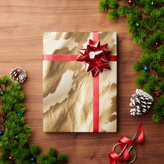 Westerna Guld Cream Cowhide Presentpapper (Julgåva)