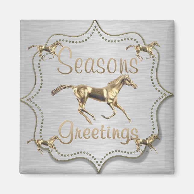 Westerna Guld-häst vid Silver Helgdag Magnet (Framsidan)