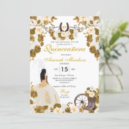 Westerna Guld Ivory Charro Cowgirl Quinceañera Inbjudningar