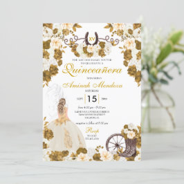 Westerna Guld Ivory Charro Cowgirl Quinceañera Inbjudningar